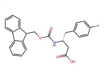 (S)-3-((((9H-Fluoren-9-yl)methoxy)carbonyl)amino)-4-(4-iodophenyl)butanoic acid structure