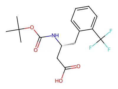 (S)-3-((tert-butoxycarbonyl)amino)-4-(2-(trifluoromethyl)phenyl)butanoic acid structure