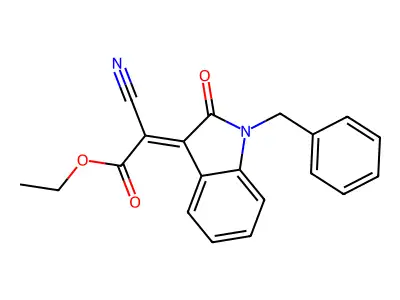 ethyl 2-(1-benzyl-2-oxoindol-3-ylidene)-2-cyanoacetate structure