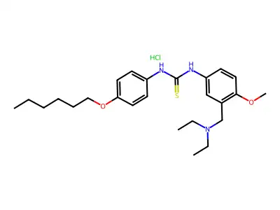 3-(Diethylamino)methyl-4-methoxy-4'-(hexyloxy)thiocarbanilide hydrochloride structure