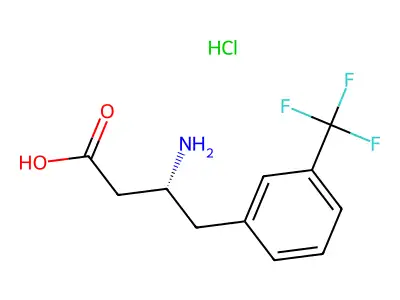 (3R)-3-amino-4-[3-(trifluoromethyl)phenyl]butanoic acid structure