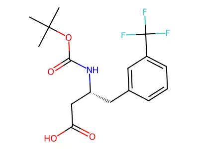 (S)-3-((tert-butoxycarbonyl)amino)-4-(3-(trifluoromethyl)phenyl)butanoic acid structure