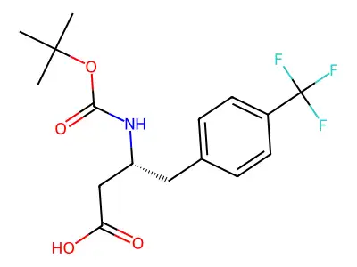 (S)-3-((tert-butoxycarbonyl)amino)-4-(4-(trifluoromethyl)phenyl)butanoic acid structure