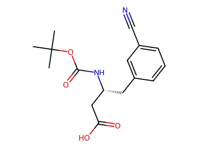 (3S)-3-(((tert-butoxy)carbonyl)amino)-4-(3-cyanophenyl)butanoic acid structure