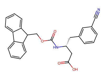 (S)-3-((((9H-Fluoren-9-yl)methoxy)carbonyl)amino)-4-(3-cyanophenyl)butanoic acid structure