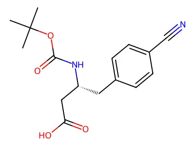 (3S)-3-(((tert-butoxy)carbonyl)amino)-4-(4-cyanophenyl)butanoic acid structure