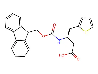 (S)-3-((((9H-fluoren-9-yl)methoxy)carbonyl)amino)-4-(thiophen-2-yl)butanoic acid structure