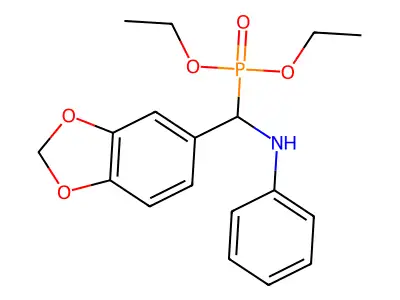N-[1,3-benzodioxol-5-yl(diethoxyphosphoryl)methyl]aniline structure