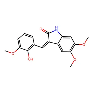 1,3-Dihydro-3-[(2-hydroxy-3-methoxyphenyl)methylene]-5,6-dimethoxy-2H-indol-2-one structure