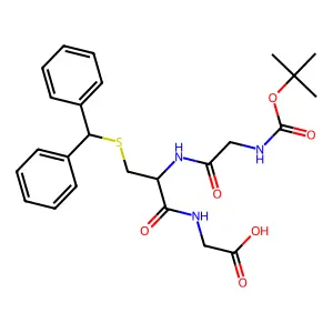 2-[[3-benzhydrylsulfanyl-2-[[2-[(2-methylpropan-2-yl)oxycarbonylamino]acetyl]amino]propanoyl]amino]acetic acid structure