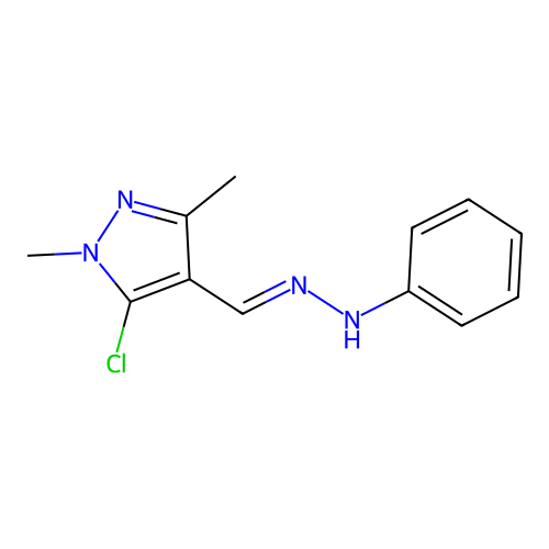 5-chloro-1,3-dimethyl-1H-pyrazole-4-carbaldehyde 4-phenylhydrazone structure