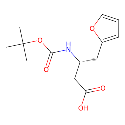 (R)-3-((tert-butoxycarbonyl)amino)-4-(furan-2-yl)butanoic acid structure