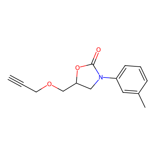 2-Oxazolidinone, 5-(2-propynyloxymethyl)-3-(m-tolyl)- structure