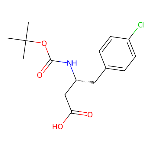 (R)-3-((tert-butoxycarbonyl)amino)-4-(4-chlorophenyl)butanoic acid structure