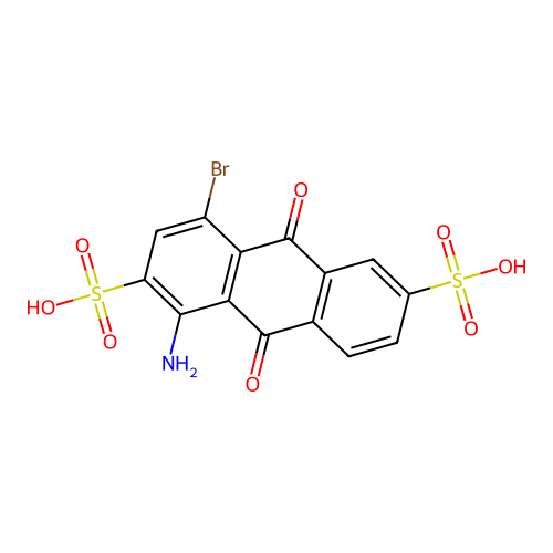 1-Amino-4-bromo-9,10-dioxo-9,10-dihydroanthracene-2,6-disulfonic acid structure