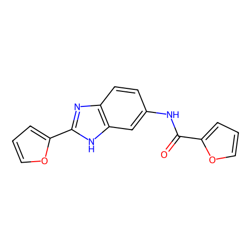 N-[2-(furan-2-yl)-1H-benzimidazol-5-yl]furan-2-carboxamide structure