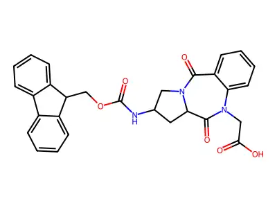 2-[8-(9H-fluoren-9-ylmethoxycarbonylamino)-6,11-dioxo-6a,7,8,9-tetrahydropyrrolo[2,1-c][1,4]benzodiazepin-5-yl]acetic acid structure