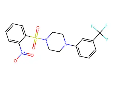 1-(2-Nitrophenyl)sulfonyl-4-[3-(trifluoromethyl)phenyl]piperazine structure