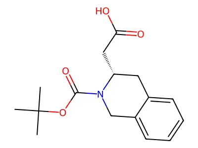 2-((3S)-2-((tert-butoxy)carbonyl)-1,2,3,4-tetrahydroisoquinolin-3-yl)acetic acid structure