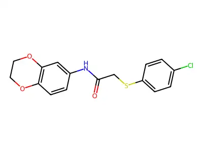2-[(4-chlorophenyl)sulfanyl]-N-(2,3-dihydro-1,4-benzodioxin-6-yl)acetamide structure