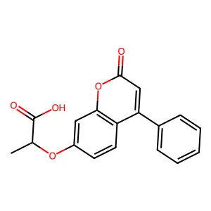 2-[(2-oxo-4-phenyl-2H-chromen-7-yl)oxy]propanoic acid structure