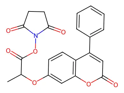 1-({2-[(2-oxo-4-phenyl-2H-chromen-7-yl)oxy]propanoyl}oxy)pyrrolidine-2,5-dione structure