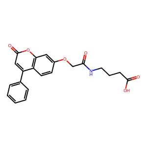4-({[(2-oxo-4-phenyl-2H-chromen-7-yl)oxy]acetyl}amino)butanoic acid structure