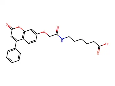 6-({[(2-oxo-4-phenyl-2H-chromen-7-yl)oxy]acetyl}amino)hexanoic acid structure