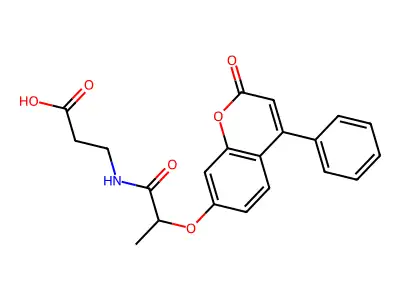3-(2-((2-oxo-4-phenyl-2H-chromen-7-yl)oxy)propanamido)propanoic acid structure