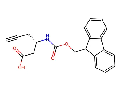 (S)-3-((((9H-fluoren-9-yl)methoxy)carbonyl)amino)hex-5-ynoic acid structure