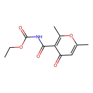 ethyl N-(2,6-dimethyl-4-oxopyran-3-carbonyl)carbamate structure