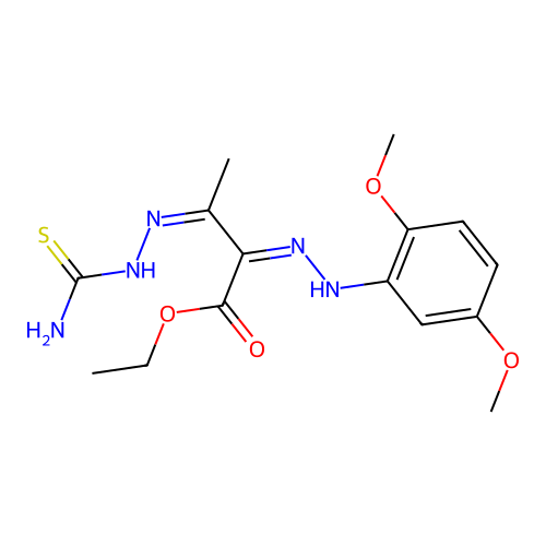 ethyl (2Z,3Z)-3-(carbamothioylhydrazinylidene)-2-[(2,5-dimethoxyphenyl)hydrazinylidene]butanoate structure