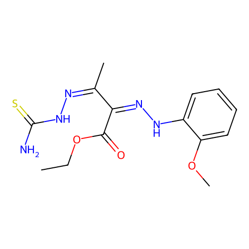 ethyl (2Z,3Z)-3-(carbamothioylhydrazinylidene)-2-[(2-methoxyphenyl)hydrazinylidene]butanoate structure