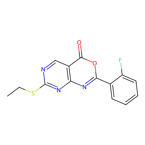 7-Ethylsulfanyl-2-(2-fluorophenyl)pyrimido[4,5-d][1,3]oxazin-4-one structure