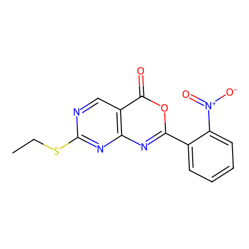 7-Ethylsulfanyl-2-(2-nitrophenyl)pyrimido[4,5-d][1,3]oxazin-4-one structure