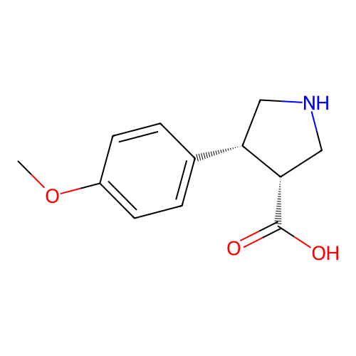 Rel-(3R,4R)-4-(4-methoxyphenyl)pyrrolidine-3-carboxylic acid structure