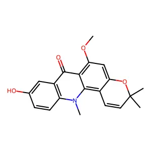 9-Hydroxy-6-methoxy-3,3,12-trimethylpyrano[2,3-c]acridin-7-one structure