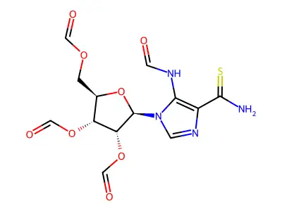 1H-Imidazole-4-carbothioamide, 5-(formylamino)-1-(2,3,5-tri-O-formyl-beta-D-ribofuranosyl)- structure