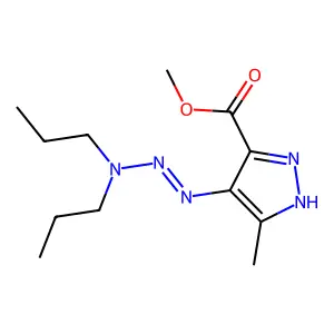 methyl 4-[(dipropylamino)diazenyl]-5-methyl-1H-pyrazole-3-carboxylate structure
