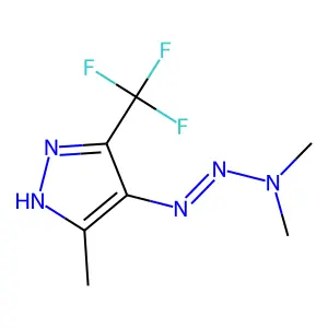 N-methyl-N-[[5-methyl-3-(trifluoromethyl)-1H-pyrazol-4-yl]diazenyl]methanamine structure