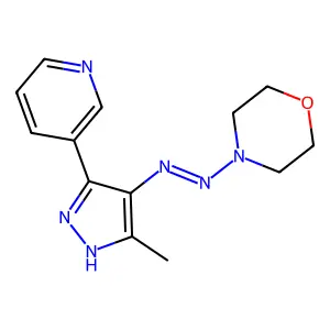 4-{2-[3-Methyl-5-(pyridin-3-yl)-4H-pyrazol-4-ylidene]hydrazinyl}morpholine structure