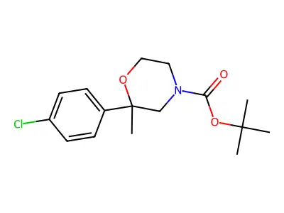 tert-butyl (2R)-2-(4-chlorophenyl)-2-methylmorpholine-4-carboxylate structure