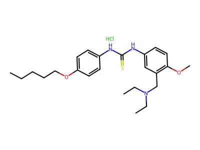 Urea, 1-(3-(diethylamino)methyl-4-methoxyphenyl)-3-(p-(pentyloxy)phenyl)-2-thio-, hydrochloride structure