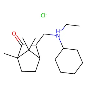 2-Bornanone, 3-((N-ethylcyclohexylamino)methyl)-, hydrochloride structure