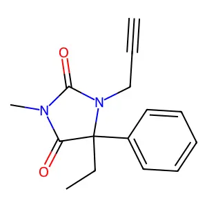 5-Ethyl-3-methyl-5-phenyl-1-(prop-2-yn-1-yl)imidazolidine-2,4-dione structure