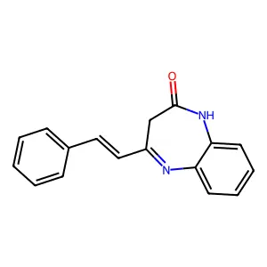 4-[(E)-2-phenylethenyl]-1,3-dihydro-1,5-benzodiazepin-2-one structure