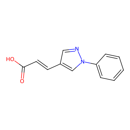 (2E)-3-(1-phenyl-1H-pyrazol-4-yl)prop-2-enoic acid structure