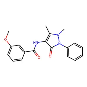 N-(1,5-dimethyl-3-oxo-2-phenyl-2,3-dihydro-1H-pyrazol-4-yl)-3-methoxybenzamide structure