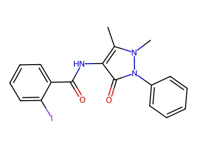 N-(1,5-dimethyl-3-oxo-2-phenyl-2,3-dihydro-1H-pyrazol-4-yl)-2-iodobenzamide structure