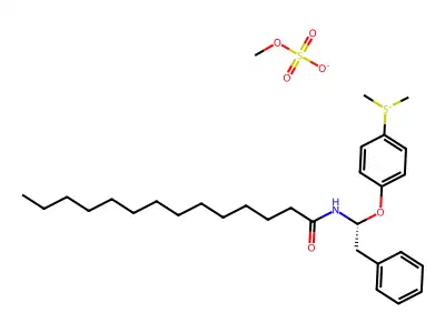 Myristoyl-D-phenylalanine-4-hydroxyphenyl-dimethylsulfonium methyl sulfate structure